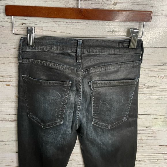Citizens of Humanity Rocket Slick High Rise Jeans Coated Black Skinny Size 29 - Picture 9 of 11